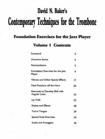 David n bakers contemporary techniques for the trombone volume 10001